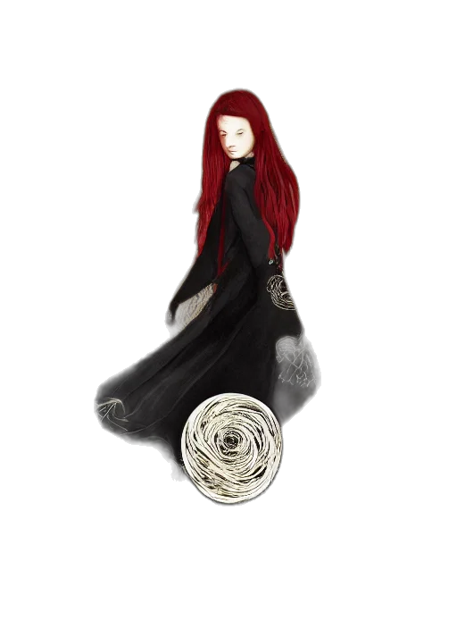 dress, jewelry, hair, staff transparent PNG cut-out