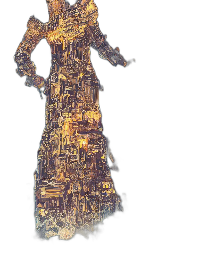 dress, staff, jewelry, sword transparent PNG cut-out