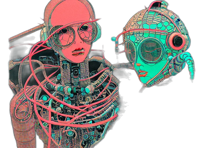 mask, robot, jewelry, cyberpunk transparent PNG cut-out