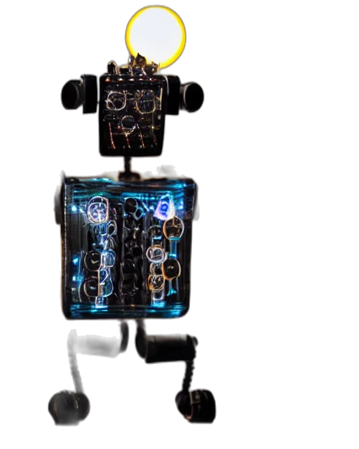 robot, staff, weapon, cyberpunk transparent PNG cut-out