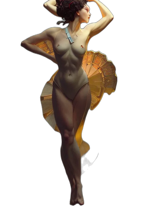 dress, umbrella, creature, staff transparent PNG cut-out