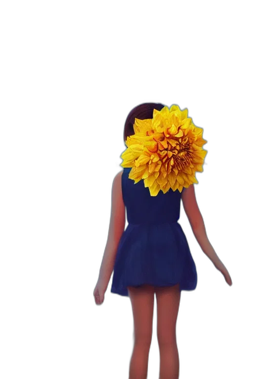 dress, flower, crown, 3d render transparent PNG cut-out