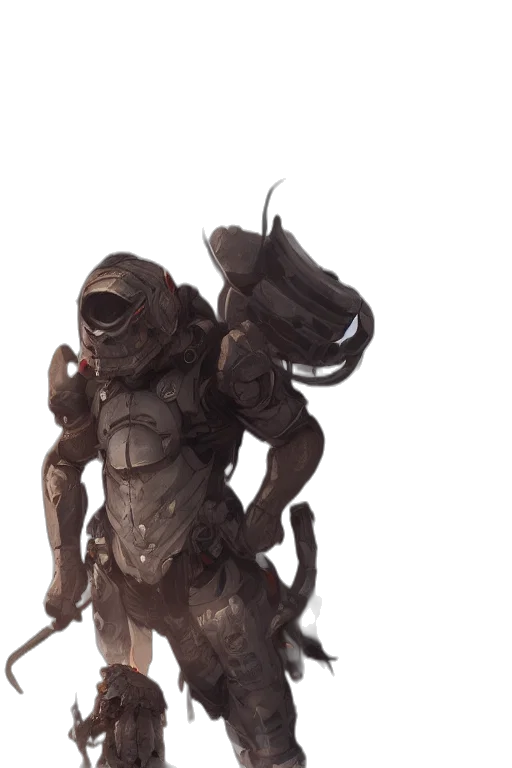 creature, robot, mask, staff transparent PNG cut-out