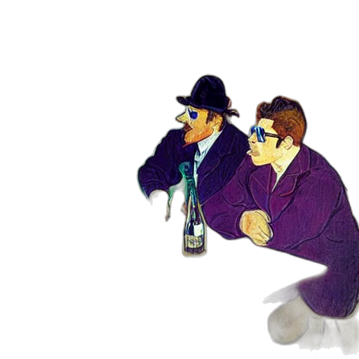 bottle, jacket, hat, staff transparent PNG cut-out