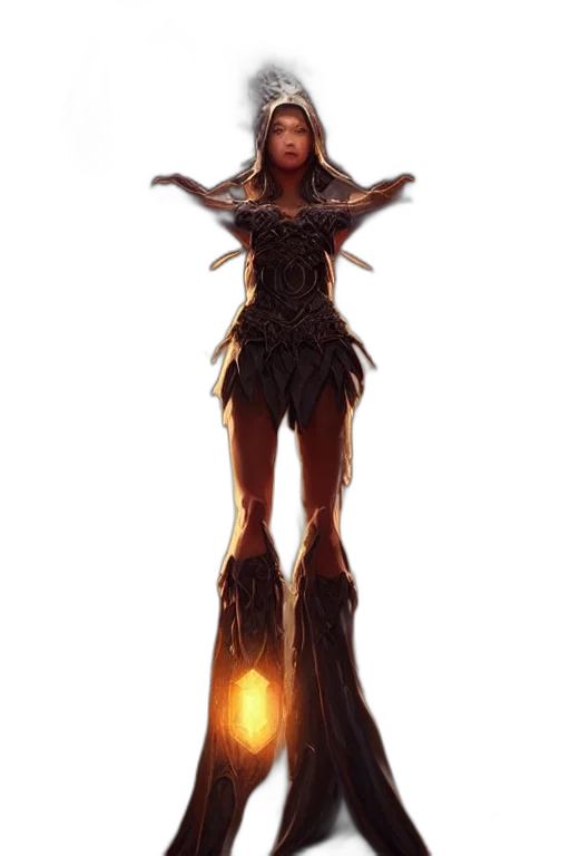 dress, creature, staff, dragon transparent PNG cut-out