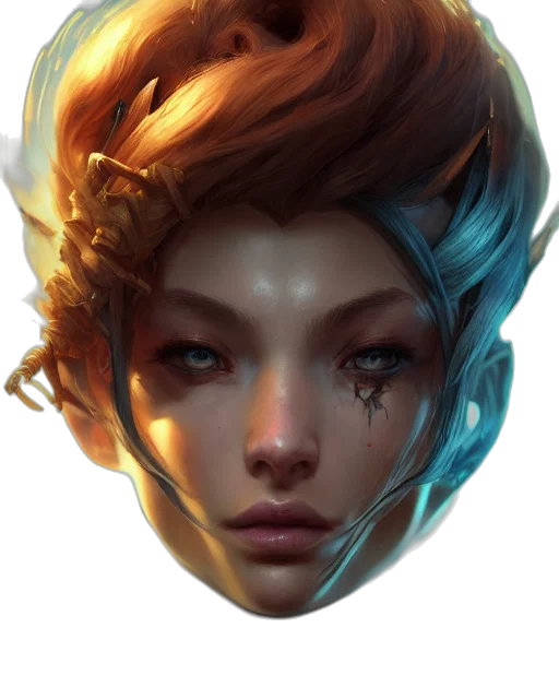 face, mask, crown, fantasy art transparent PNG cut-out