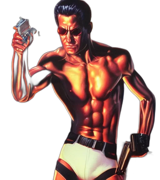 robot, weapon, staff, comic book art transparent PNG cut-out