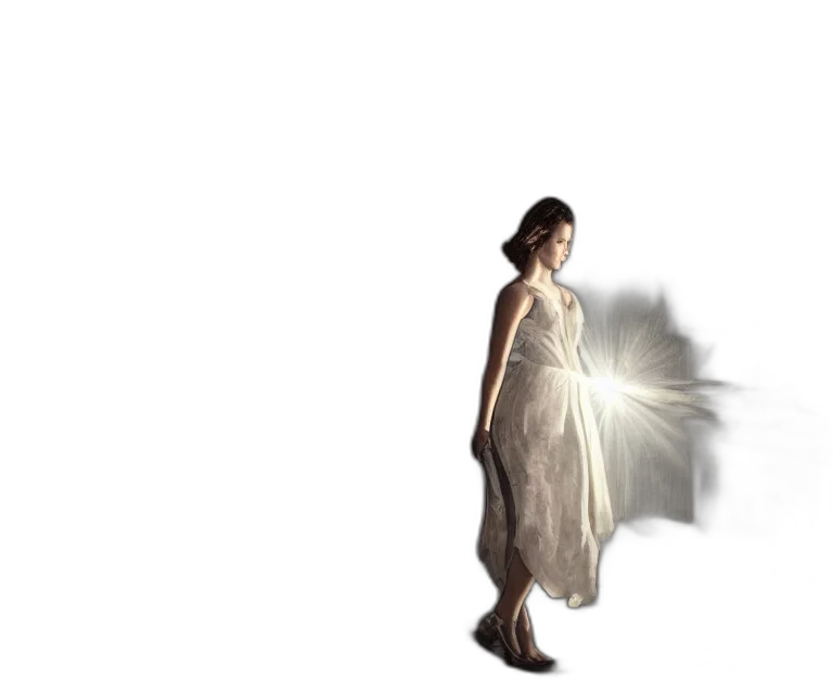 dress, creature, hair, staff transparent PNG cut-out
