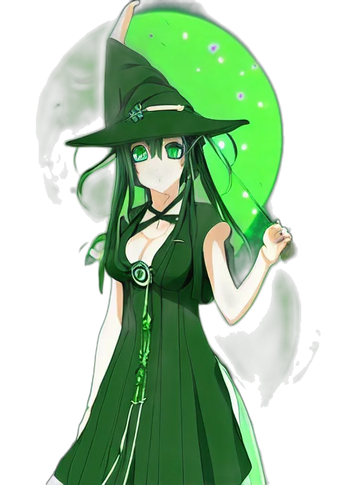 dress, staff, hat, weapon transparent PNG cut-out