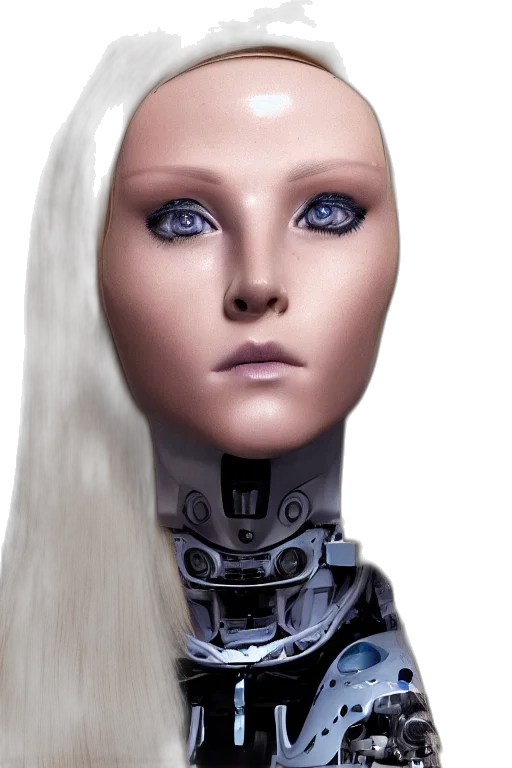 robot, face, 3d render, concept art transparent PNG cut-out