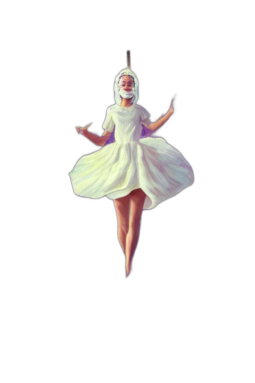 dress, staff, creature, mask transparent PNG cut-out