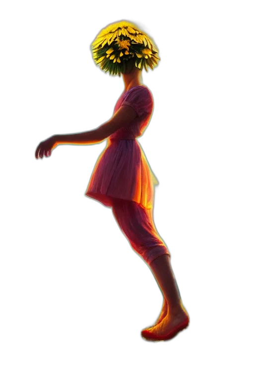 dress, staff, crown, flower transparent PNG cut-out