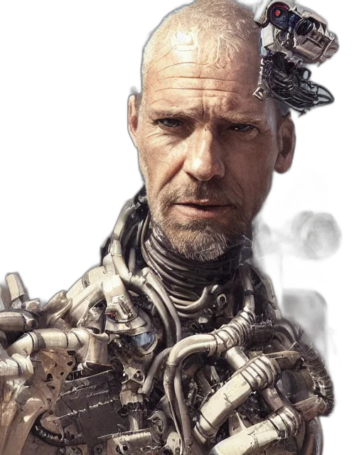 robot, face, weapon, jacket transparent PNG cut-out