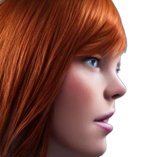 face, hair, photorealistic, 3d render transparent PNG cut-out