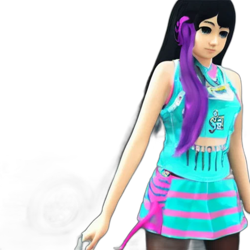 dress, staff, vaporwave, 3d render transparent PNG cut-out