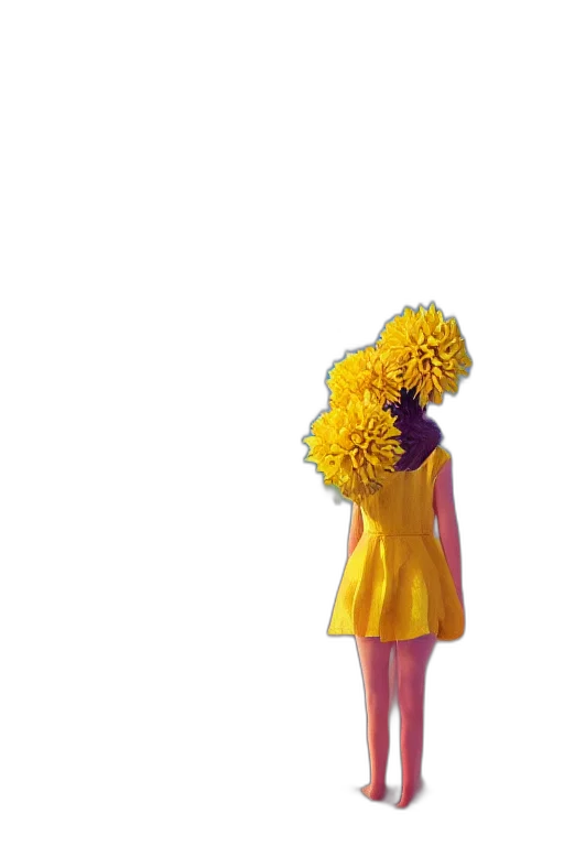 dress, flower, hair, staff transparent PNG cut-out