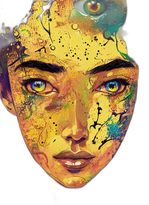 face, mask, crown, fantasy art transparent PNG cut-out