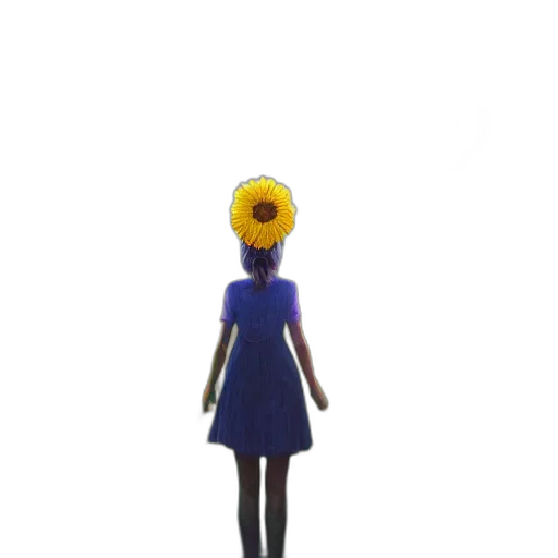 dress, staff, flower, hat transparent PNG cut-out