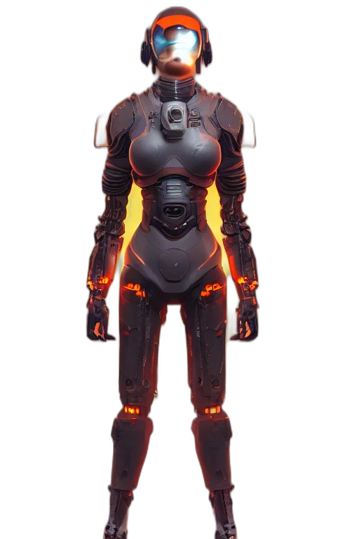 robot, mask, jacket, weapon transparent PNG cut-out