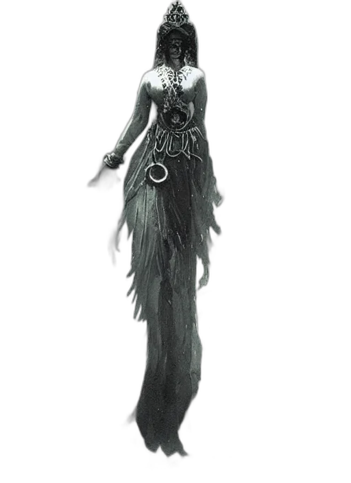 dress, jewelry, creature, staff transparent PNG cut-out