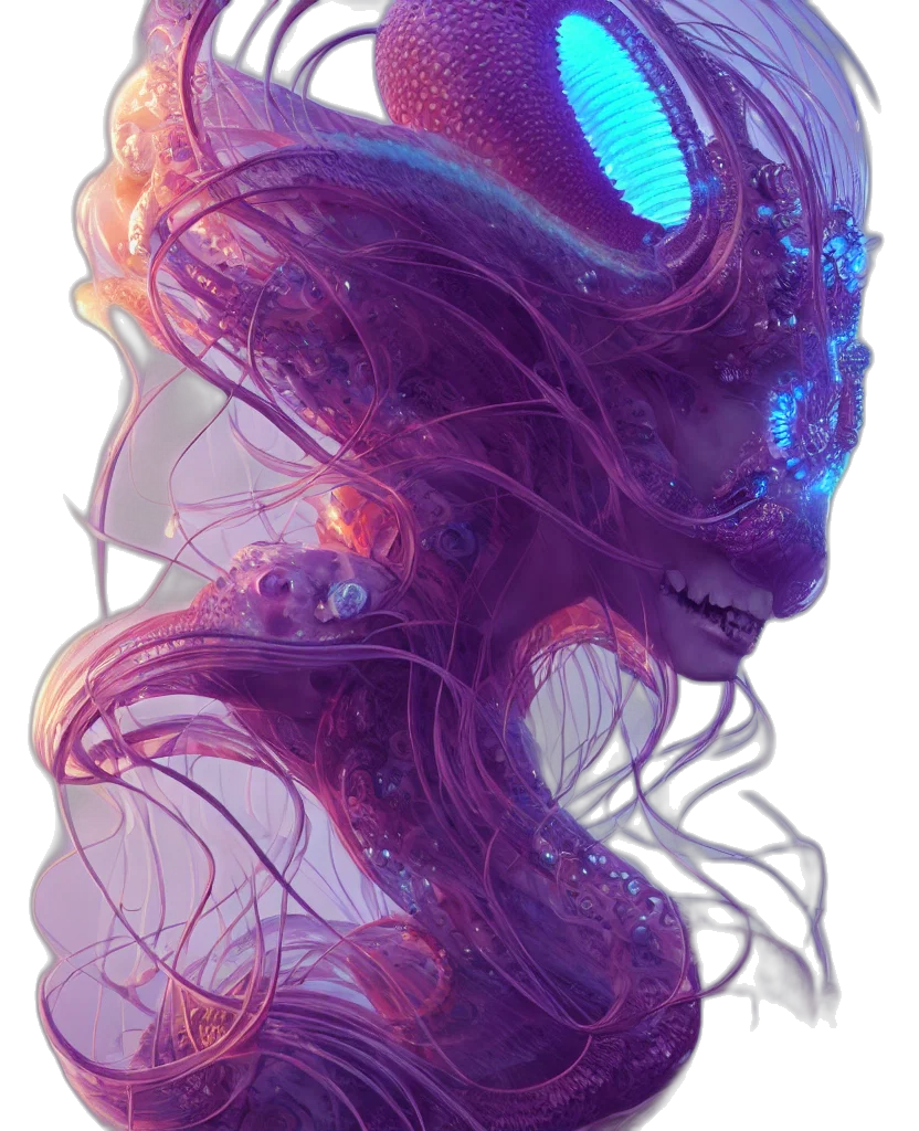 creature, mask, hair, robot transparent PNG cut-out