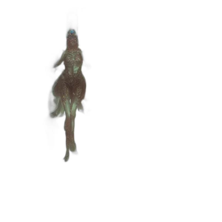 creature, dress, staff, crown transparent PNG cut-out