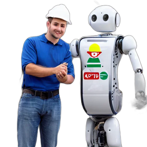 robot, staff, 3d render, concept art transparent PNG cut-out