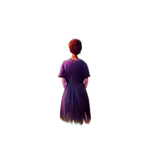 dress, hair, staff, creature transparent PNG cut-out