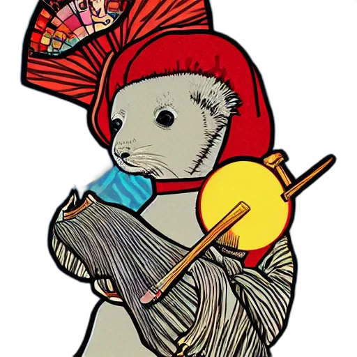 staff, umbrella, hat, fantasy art transparent PNG cut-out