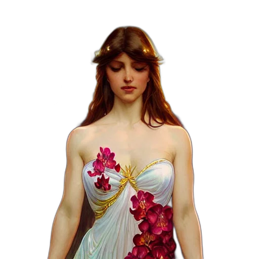 dress, jewelry, crown, oil painting transparent PNG cut-out