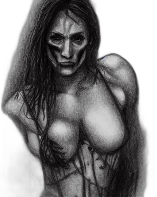 face, mask, creature, pencil sketch transparent PNG cut-out