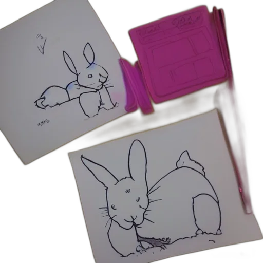 concept art, photorealistic, rabbit, drawn transparent PNG cut-out