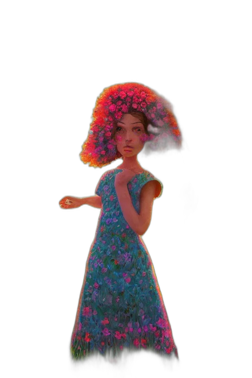 dress, hat, flower, umbrella transparent PNG cut-out