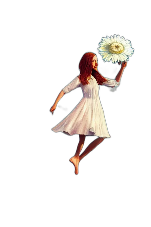dress, staff, flower, creature transparent PNG cut-out