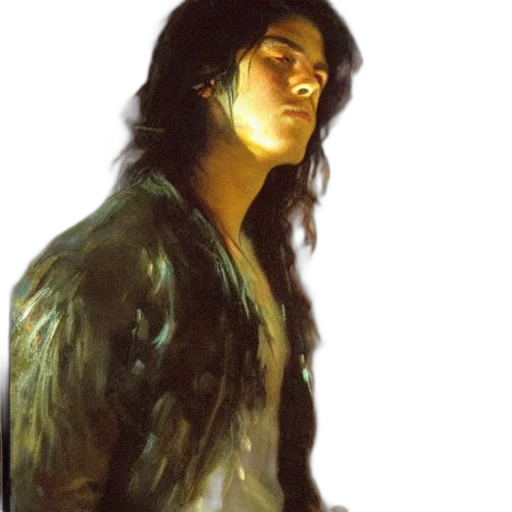 jacket, face, staff, oil painting transparent PNG cut-out