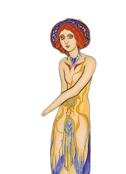 dress, jewelry, staff, concept art transparent PNG cut-out