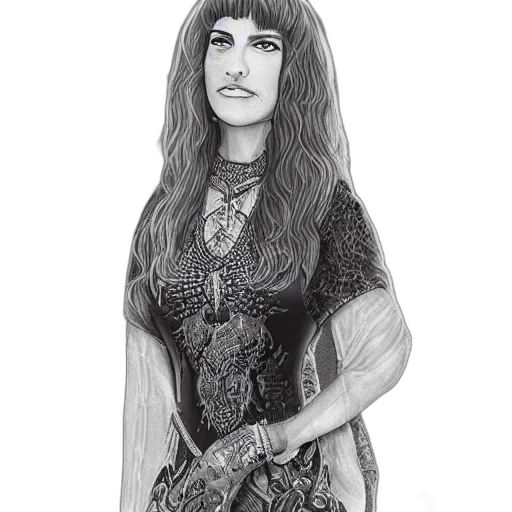 dress, face, jewelry, staff transparent PNG cut-out