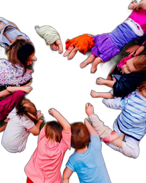 hundreds, young, children, outside transparent PNG cut-out