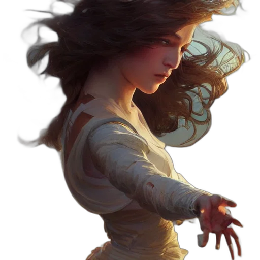 dress, face, hair, concept art transparent PNG cut-out
