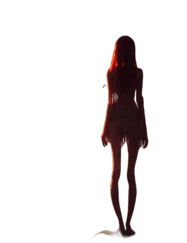 dress, creature, hair, staff transparent PNG cut-out