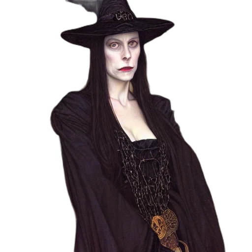 dress, hat, staff, fantasy art transparent PNG cut-out