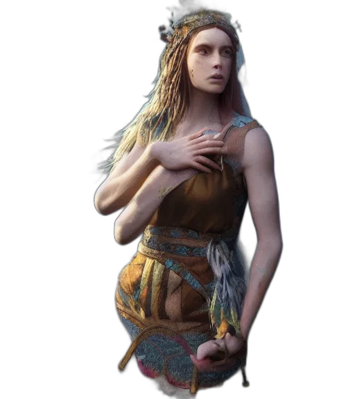 dress, staff, dragon, jewelry transparent PNG cut-out