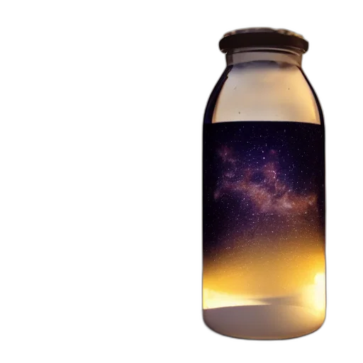 bottle, 3d render, outer space, milky transparent PNG cut-out