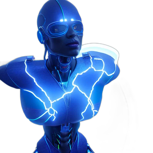 robot, 3d render, concept art, cyberpunk transparent PNG cut-out