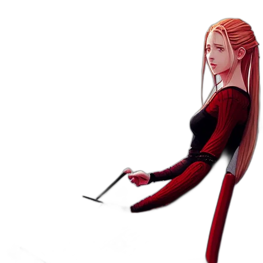 staff, sword, dress, hair transparent PNG cut-out