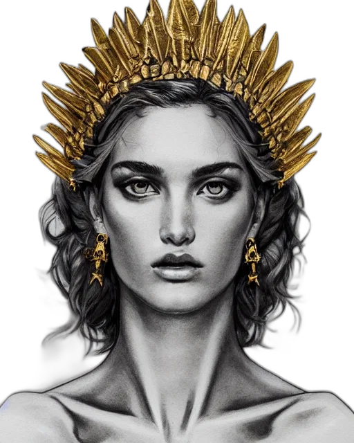 crown, jewelry, face, fantasy art transparent PNG cut-out