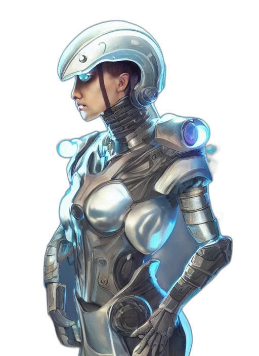robot, concept art, cyberpunk, comic book art transparent PNG cut-out