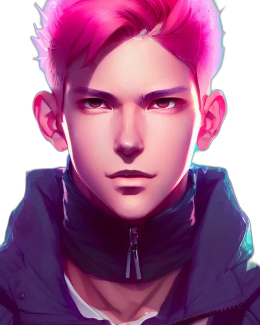 jacket, face, cyberpunk, concept art transparent PNG cut-out