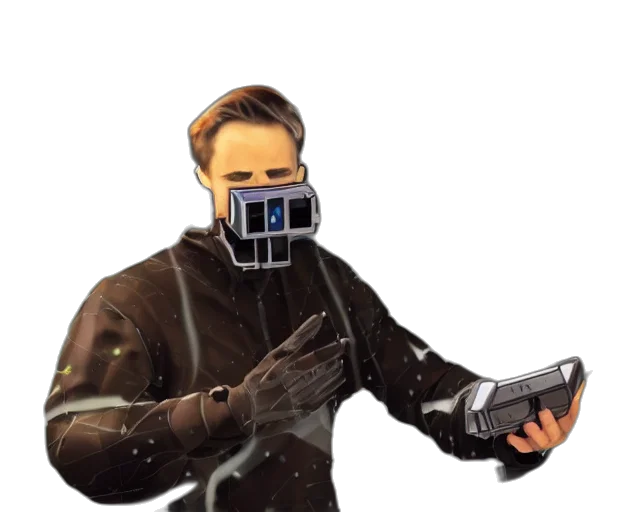 mask, jacket, weapon, staff transparent PNG cut-out