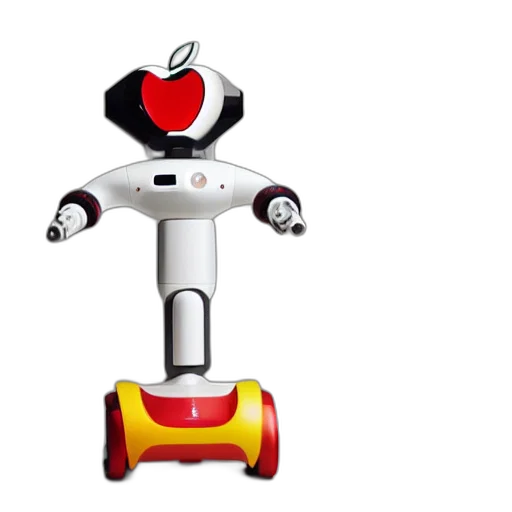robot, 3d render, apple, idog transparent PNG cut-out